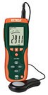 Light meter with double molded housing and large backlit display with 40-segment bar graph