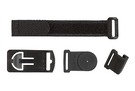 Kit includes: 9 inch hook and loop strap, universal hanger clip, hook hanger for non magnetic surfaces and a strong magnet.